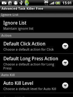 Advanced task killer ignore list