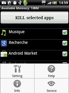 Advanced task killer menu