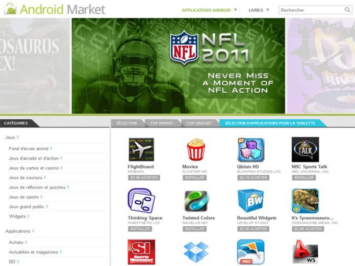 Android Market : un nouvel onglet 