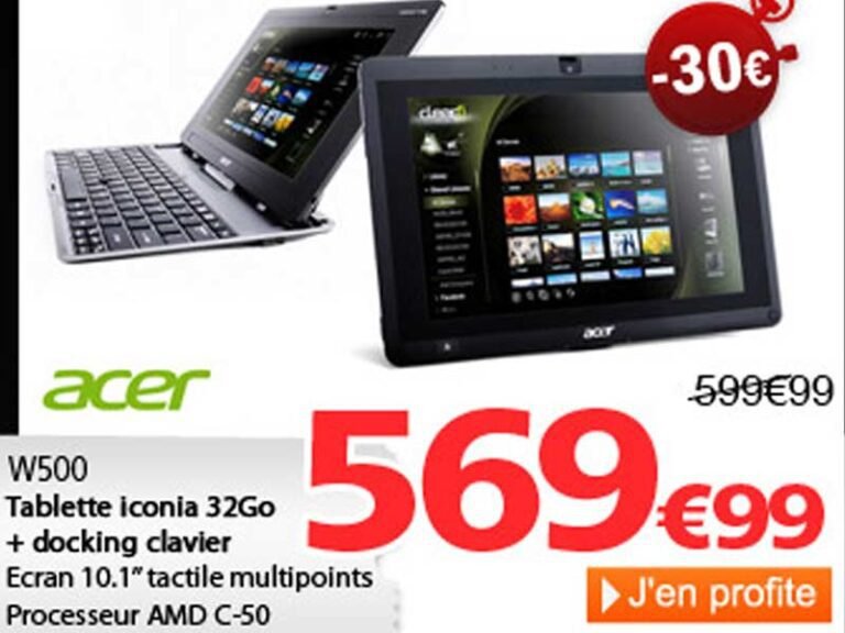 Acer Iconia Tab W500 : Offre spéciale chez RueDuCommerce.com !