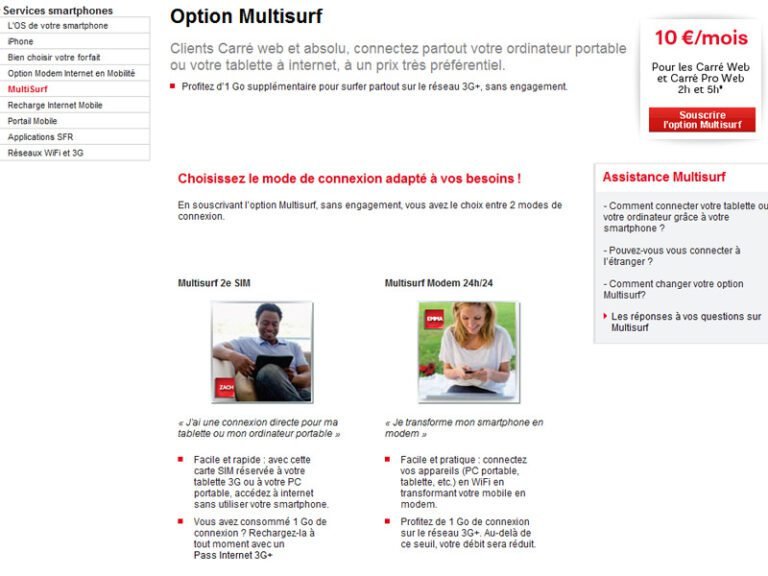Forfait Tablette Tactile : SFR lance son forfait Multisurf  