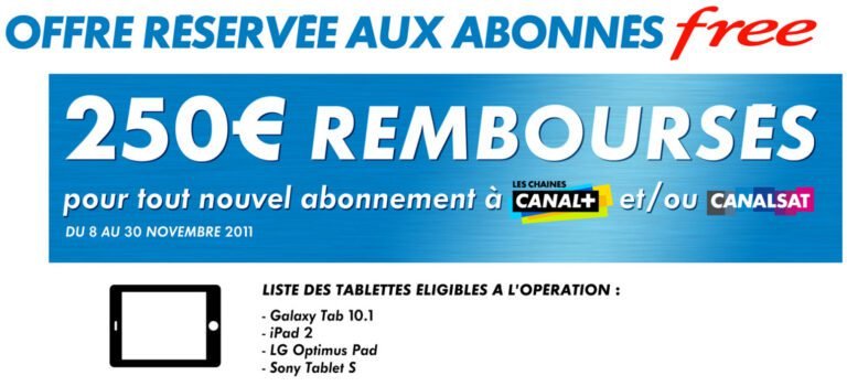 Offre Tablette Tactile Canal + : jusqu'à 250€ remboursés sur une tablette 2
