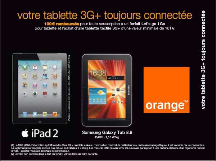 Promo Tablette Tactile : 100€ remboursés pour l’achat d’une tablette 3G+ sur Orange 