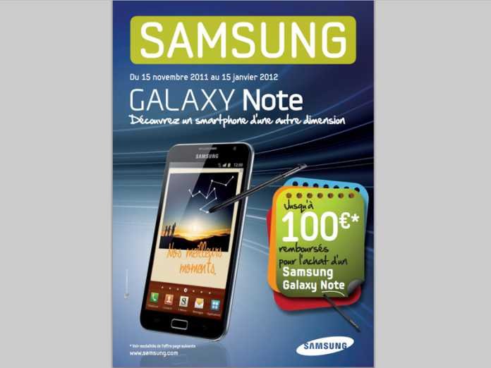 Samsung Galaxy Note : jusqu'à 100€ remboursés pour l'achat d'un Galaxy Note 2