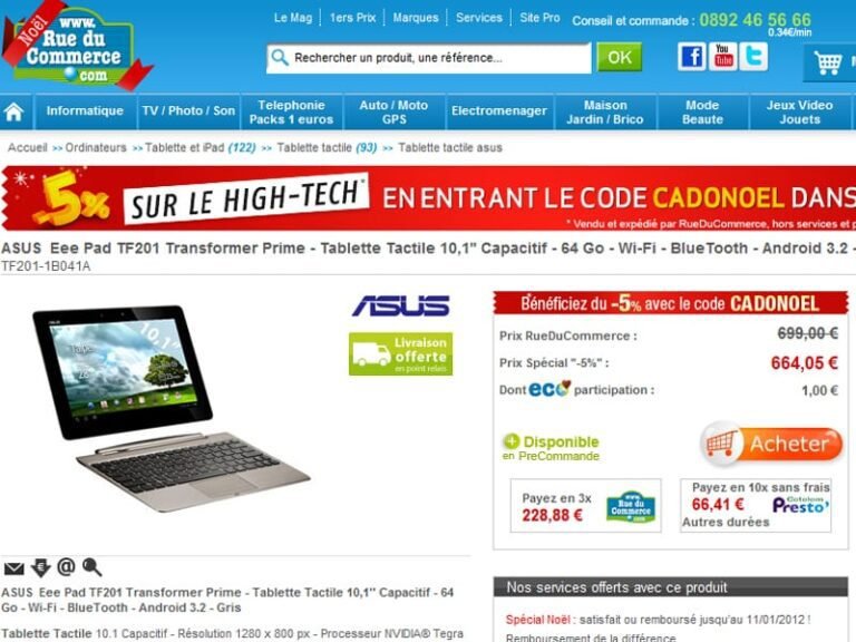 La Asus Eee Pad Prime en pré-commande chez RueDuCommerce.com 2