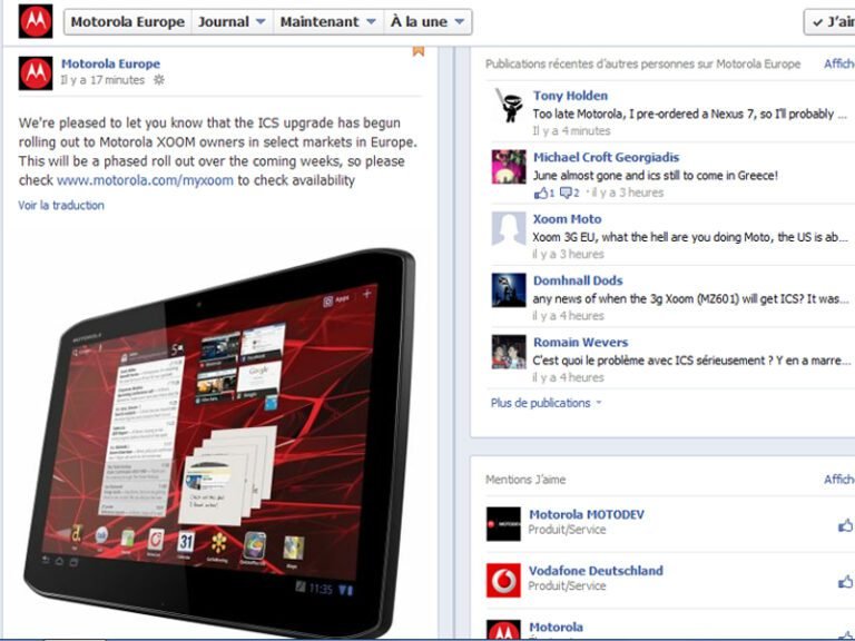 Motorola Xoom : Passage à Android 4 Icecream sandwich dès aujourd'hui en Europe 