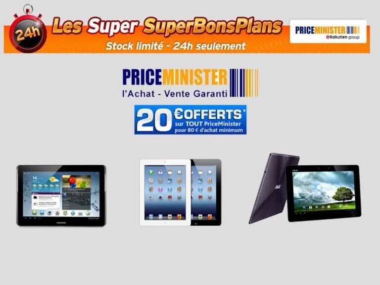 Bon de réduction tablette : 20€ offerts pendant 24h sur Priceminister ! 