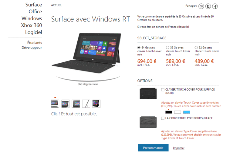 Tablettes Surface : comparatif des versions Windows 8 RT et Windows 8 Pro 1