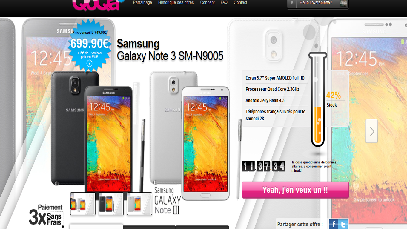 Promo : Samsung Galaxy Note 3 à 699€ au lieu de 749€ uniquement aujourd’hui !