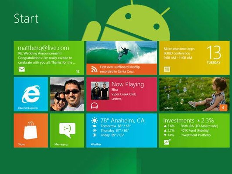 Des applications Android bientôt disponible sous Windows 8 ?