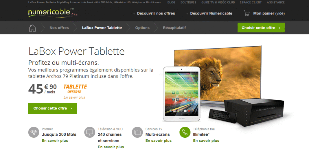 LaBox Power Tablette : Numericable vous offre une Archos 79 Platinum 2
