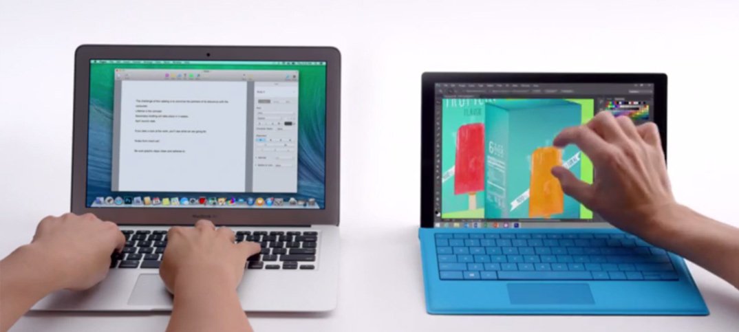 Microsoft compare dans deux vidéos sa tablette Surface Pro 3 au Macbook Air d'Apple 1