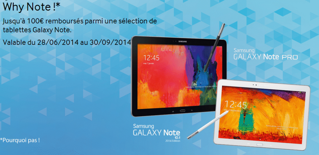 Jusqu’à 100€ remboursés parmi une sélection de tablettes Galaxy Note