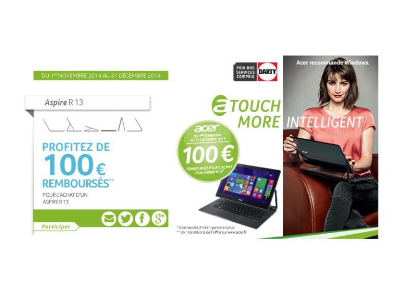 [Offre Spéciale] 100 euros remboursés pour l’achat d’un Aspire R 13 1