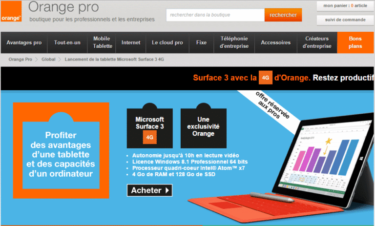 La Surface 3 4G LTE chez Orange Pro : la meilleure tablette professionnelle ?